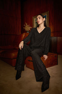 Joseph Ribkoff Sequined Sweater Knit Culotte Pants Jr244922