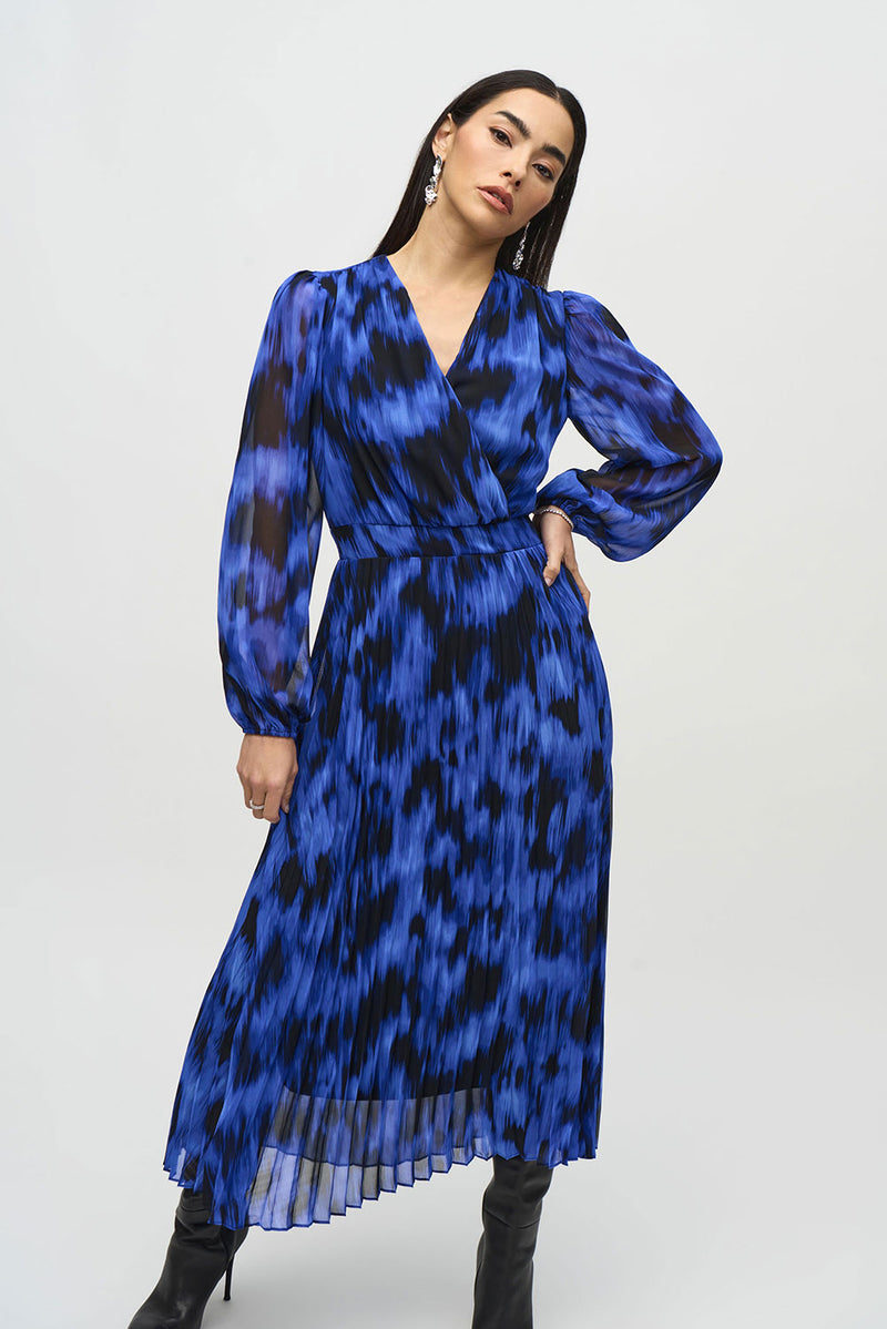 Joseph Ribkoff Chiffon Abstract Print Midi Dress Jr244924