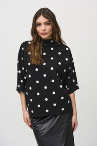Joseph Ribkoff Jacquard Sweater Dot Print Top Jr244936