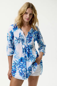 One Season Poppy Top - Kefalonia-Cotton-Blue Roses