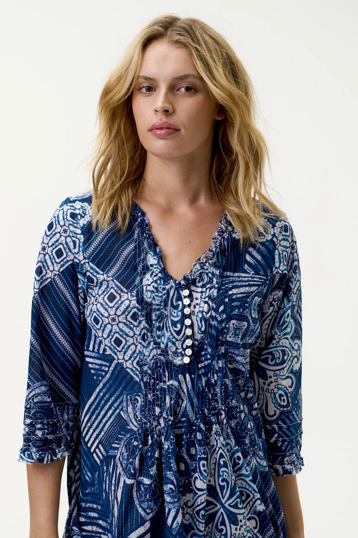 One Season Middy Poppy-Mandala-Cotton - Navy
