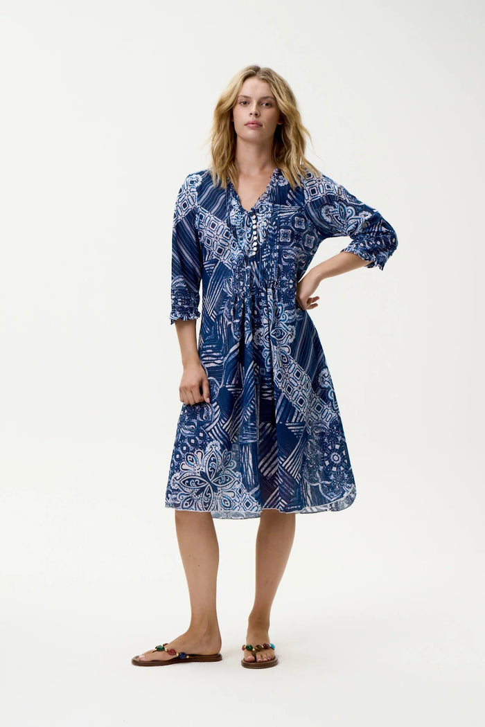 One Season Middy Poppy-Mandala-Cotton - Navy