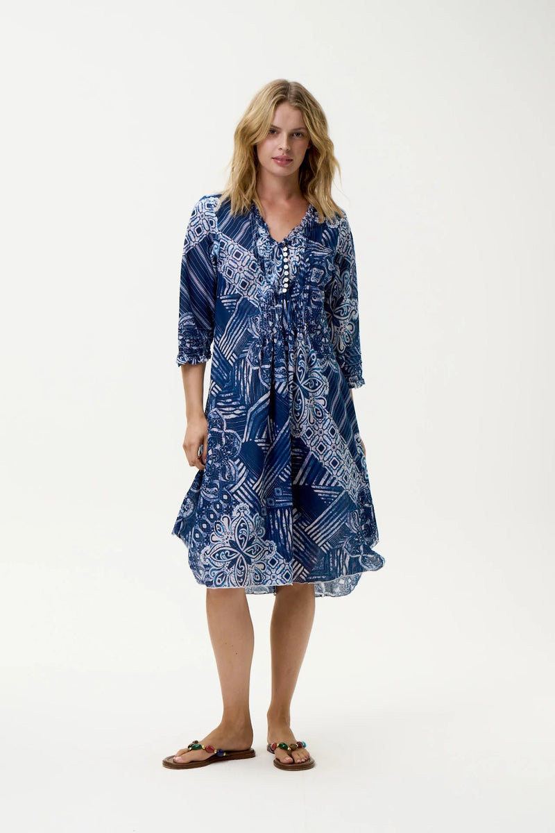 One Season Middy Poppy-Mandala-Cotton - Navy