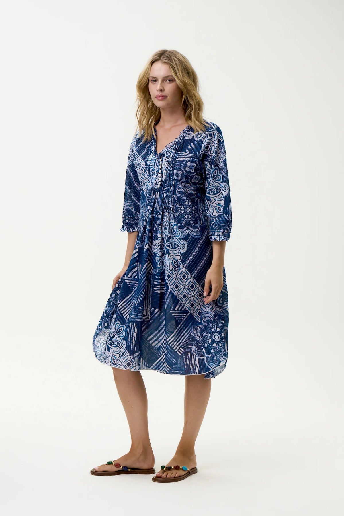One Season Middy Poppy-Mandala-Cotton - Navy