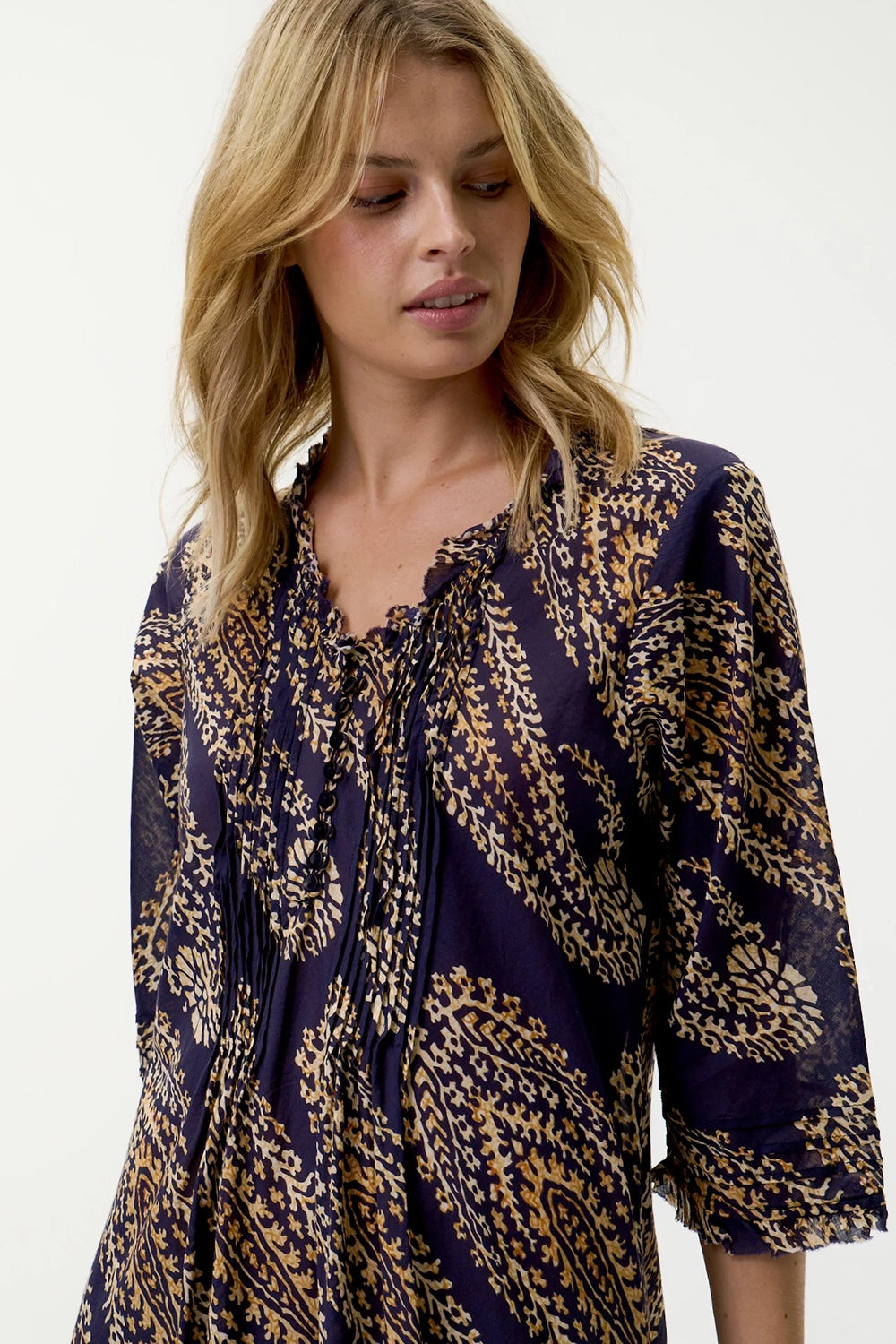 One Season Long Poppy Provence Navy Paisley