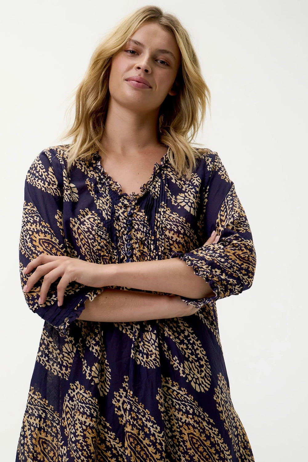 One Season Middy Poppy Provence Navy Paisley