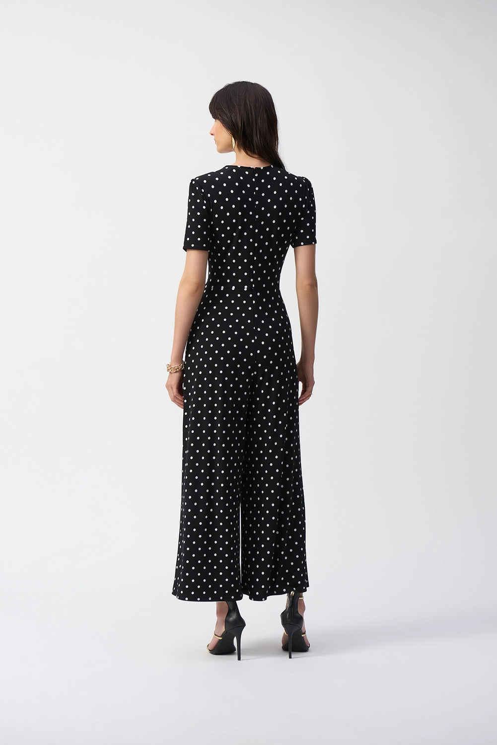 Joseph Ribkoff Silky Knit Dot Print Wrap Culotte Jumpsuit Jr251008