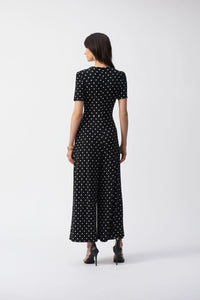 Joseph Ribkoff Silky Knit Dot Print Wrap Culotte Jumpsuit Jr251008