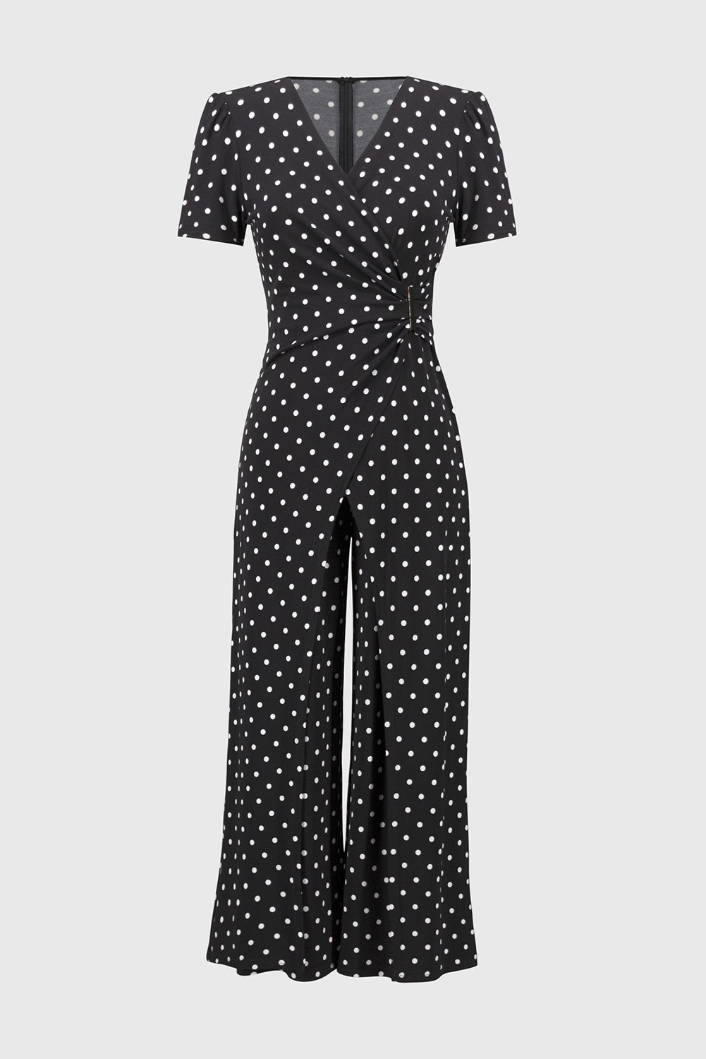 Joseph Ribkoff Silky Knit Dot Print Wrap Culotte Jumpsuit Jr251008