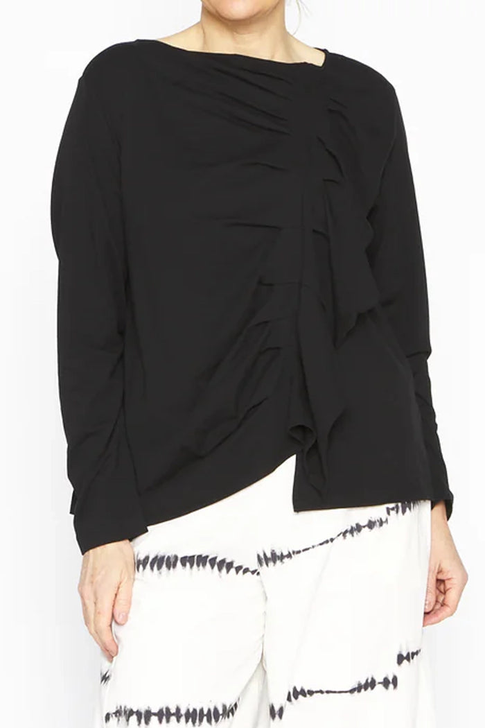 Moyuru Pinch Pleat Tee in Black 251018