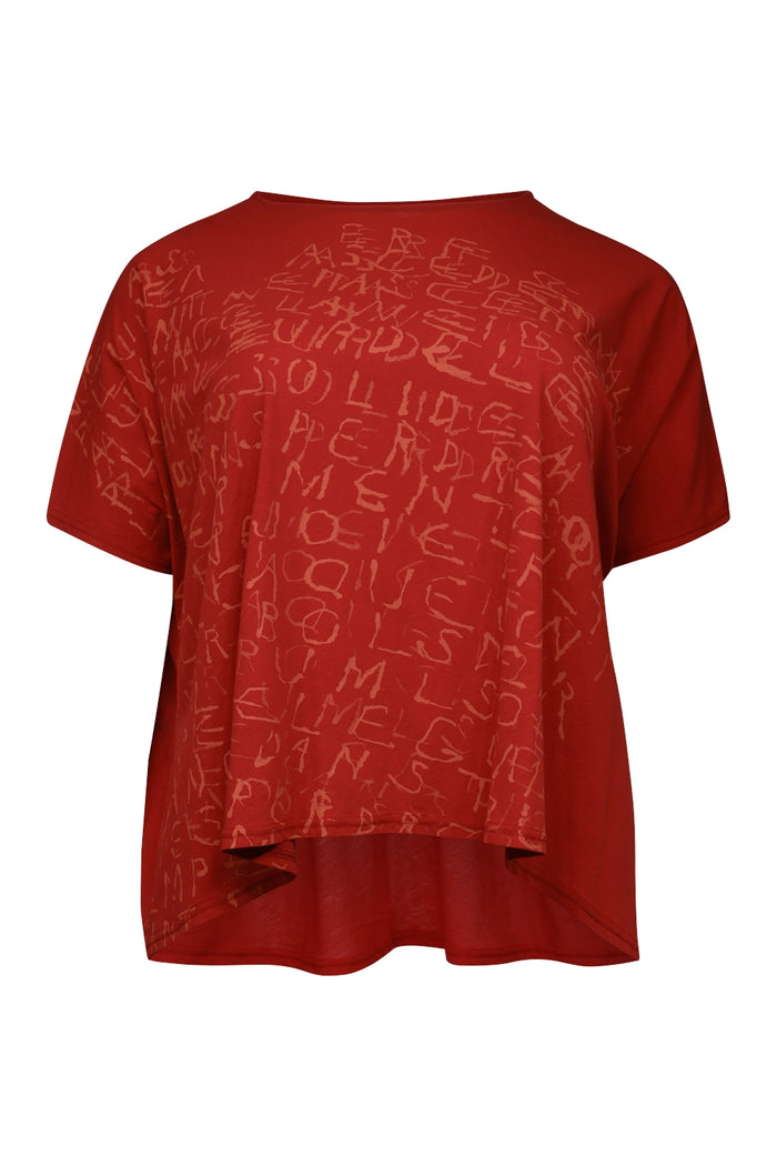 Moyuru Squiggle 100% Cotton T Shirt in Red/Orange 251028