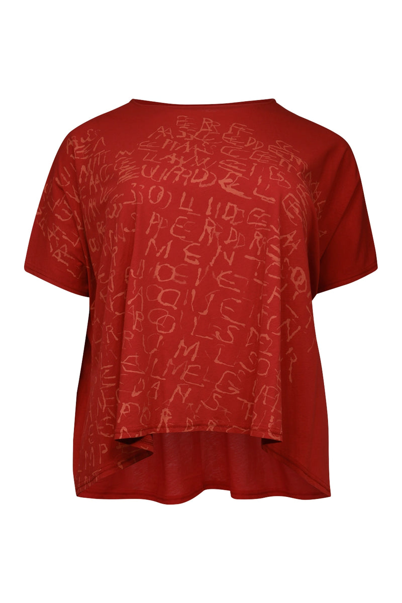 Moyuru Squiggle 100% Cotton T Shirt in Red/Orange 251028