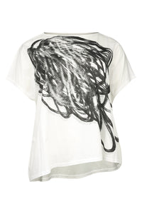 Moyuru Printed S/S Tee in White/Black 251039