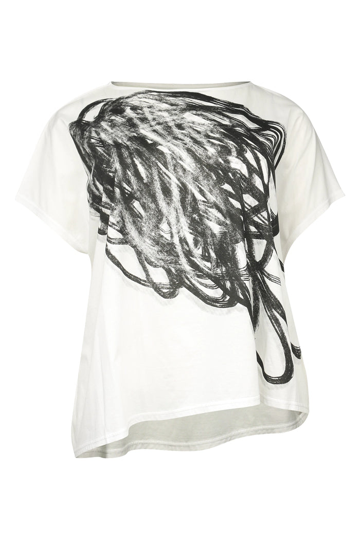 Moyuru Printed S/S Tee in White/Black 251039
