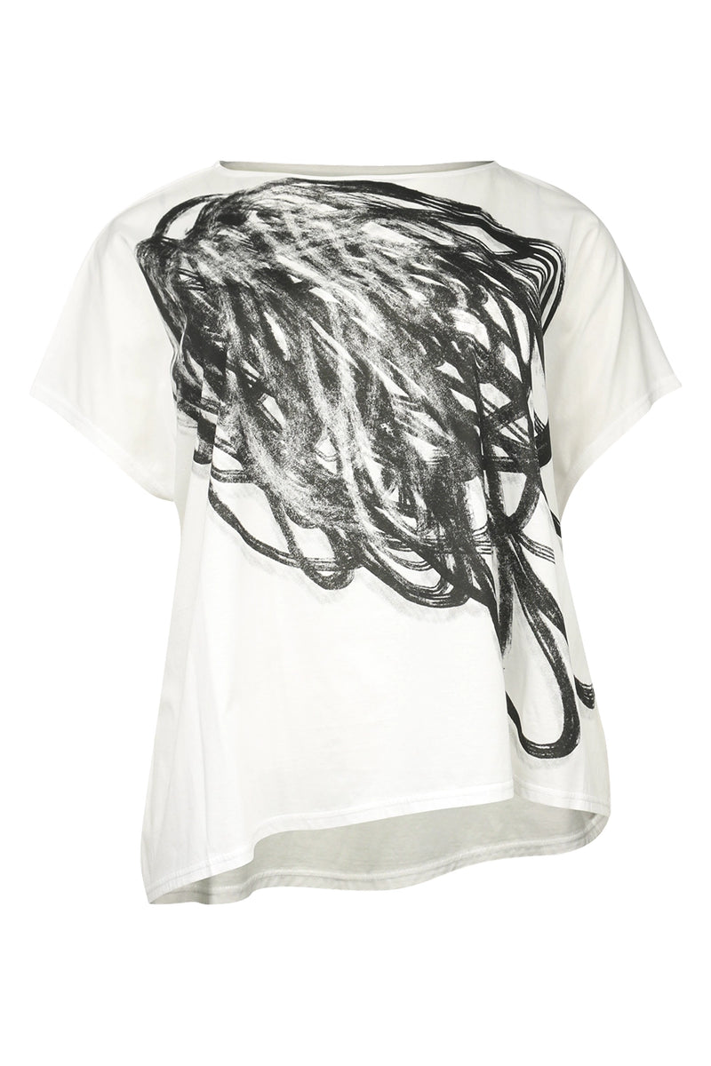 Moyuru Printed S/S Tee in White/Black 251039