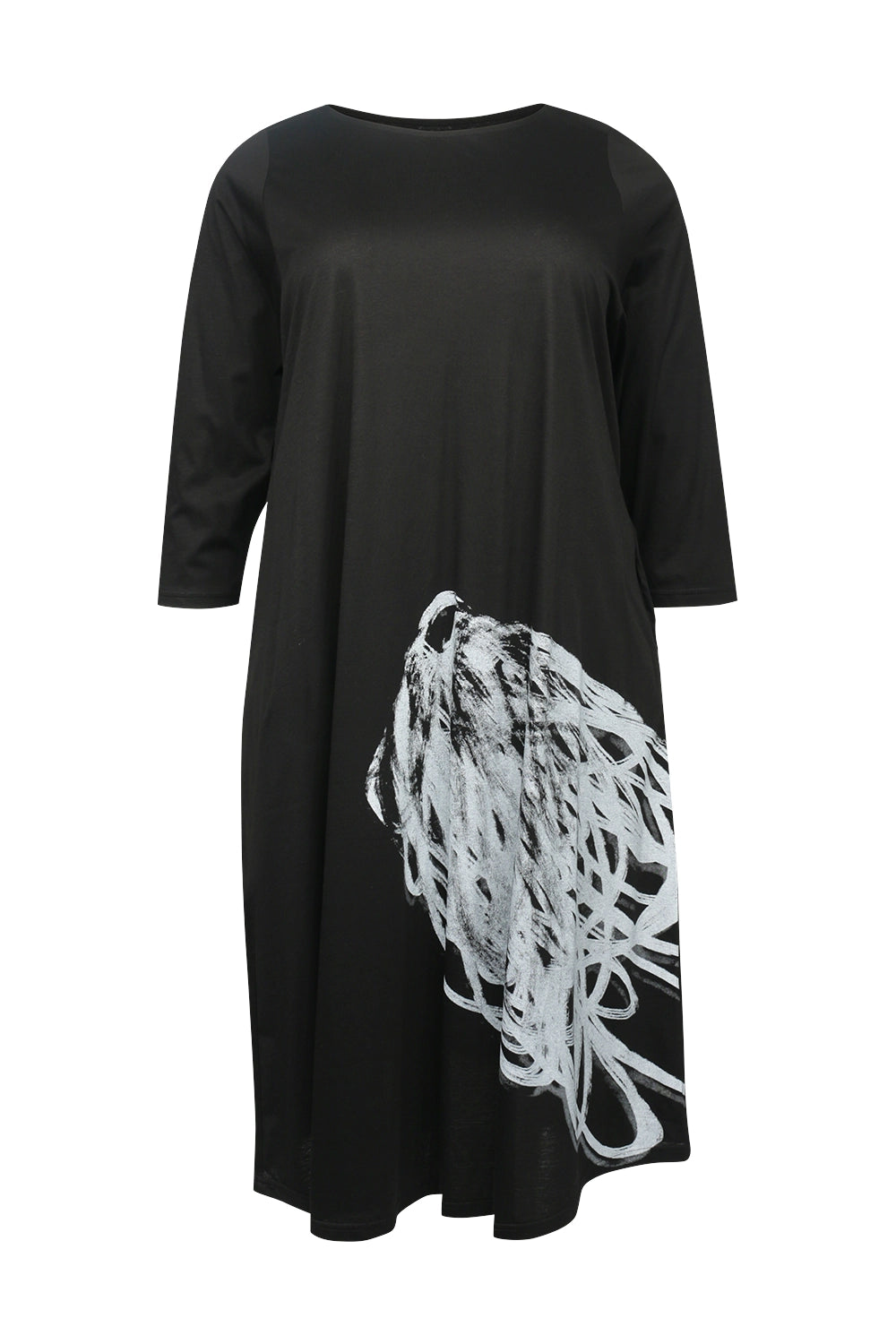 Moyuru 100% Cotton Printed Dress in Black 251040
