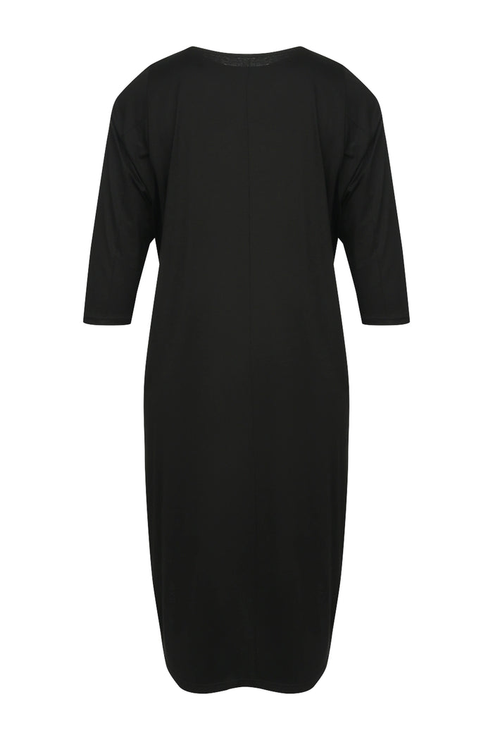 Moyuru 100% Cotton Printed Dress in Black 251040
