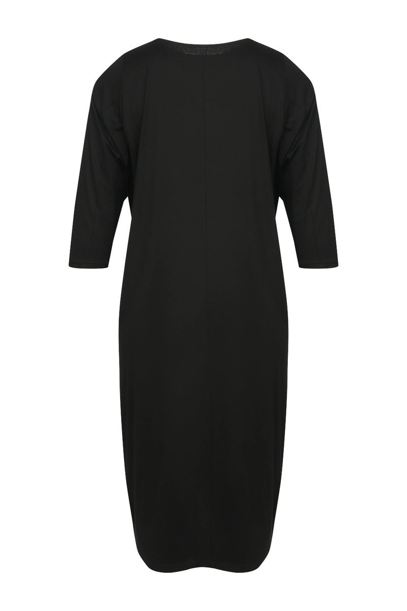 Moyuru 100% Cotton Printed Dress in Black 251040