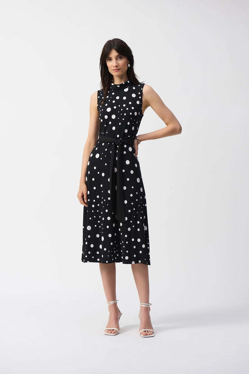 Joseph Ribkoff Silky Knit Dot Print Fit And Flare Dress Jr251066