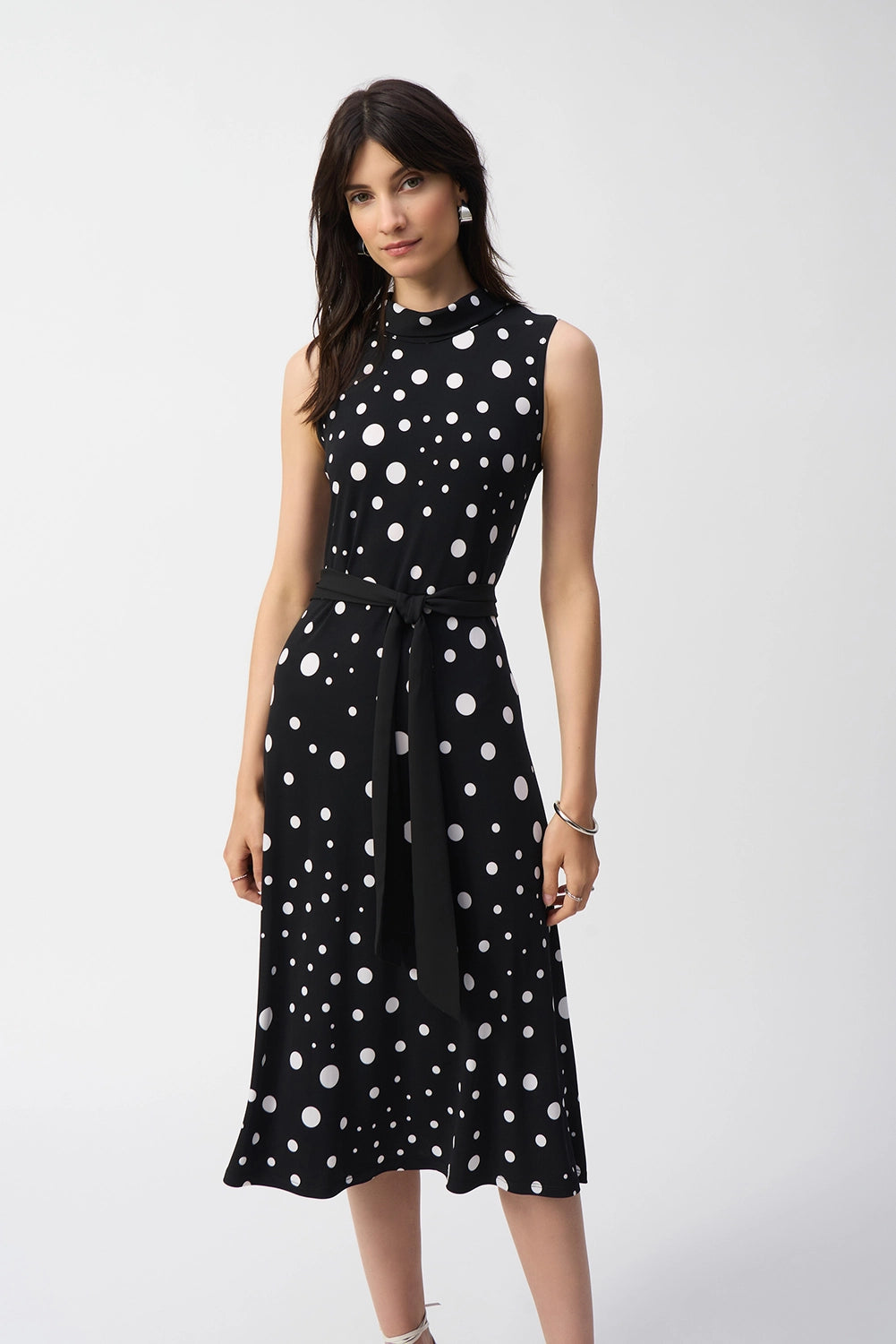 Joseph Ribkoff Silky Knit Dot Print Fit And Flare Dress Jr251066