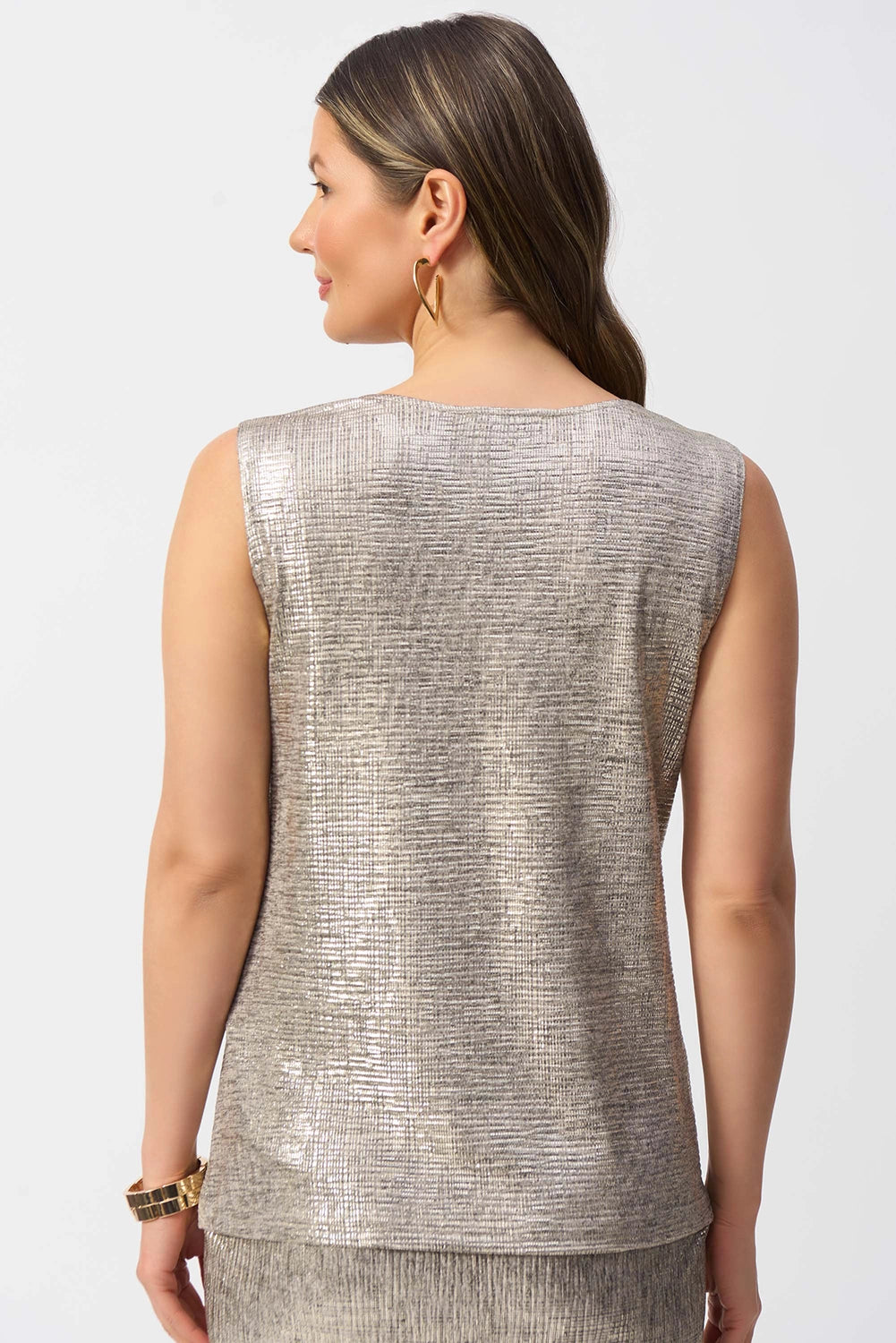 Joseph Ribkoff Foiled Melange Knit Sleeveless Top Jr251081