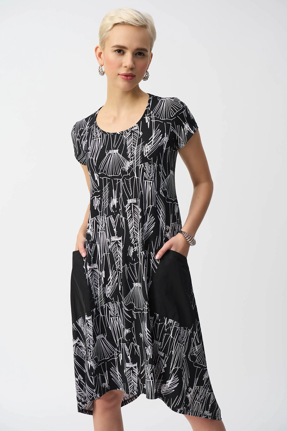 Joseph Ribkoff Silky Knit Conversational Print Cocoon Dress Jr251140