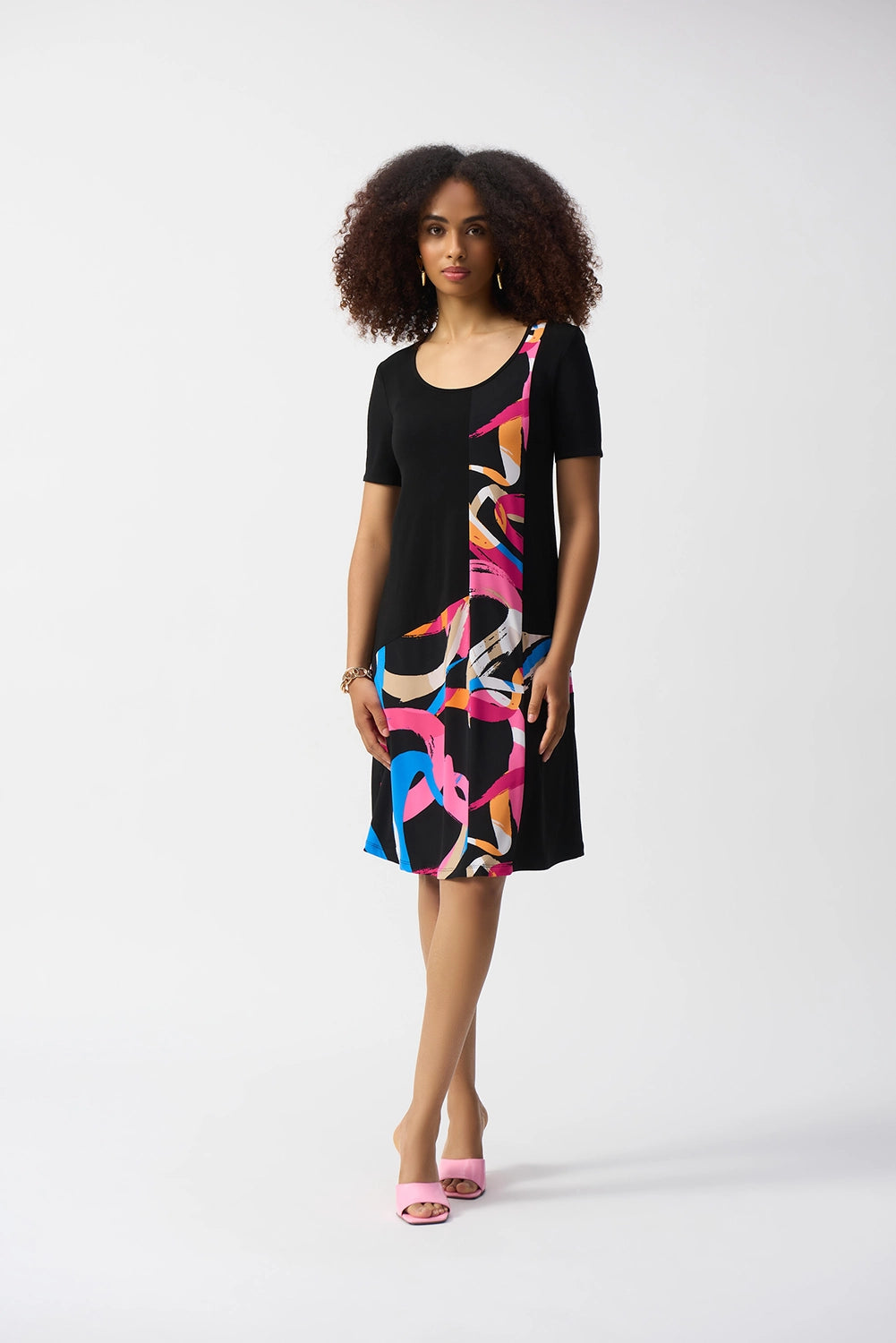 Joseph Ribkoff Silky Knit Abstract Print Trapeze Dress Jr251203