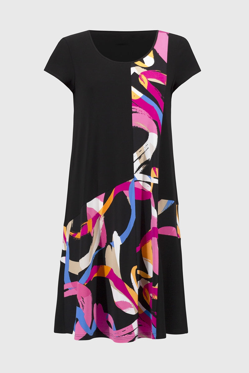 Joseph Ribkoff Silky Knit Abstract Print Trapeze Dress Jr251203