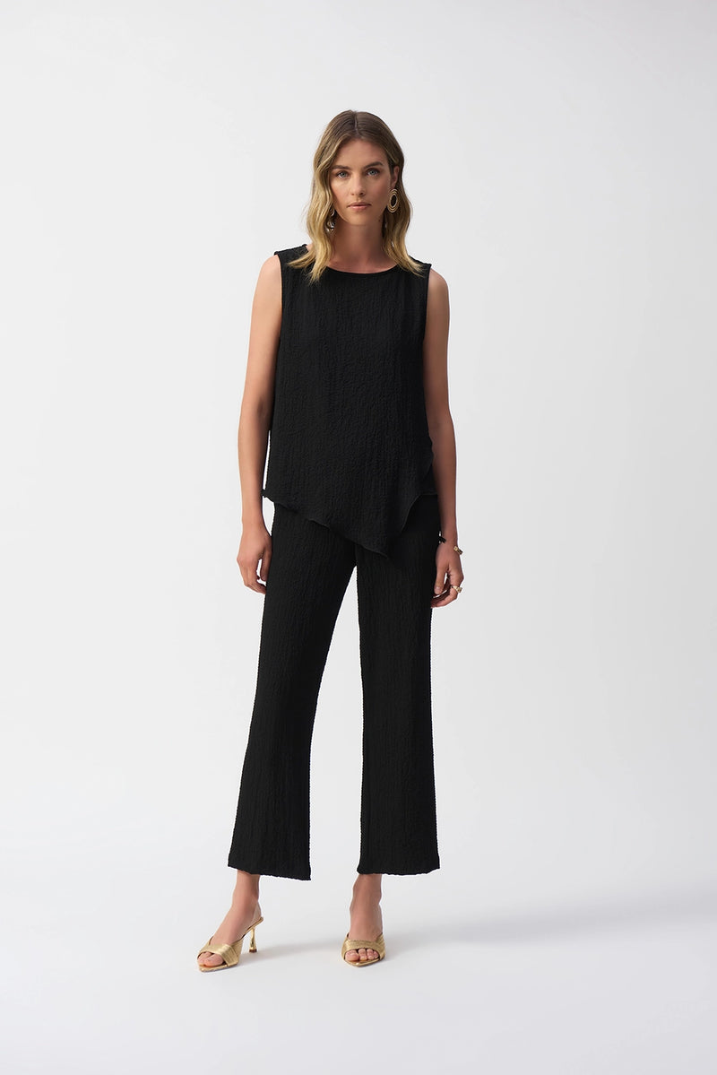 Joseph Ribkoff Seersucker Asymmetrical Sleeveless Top Jr251228