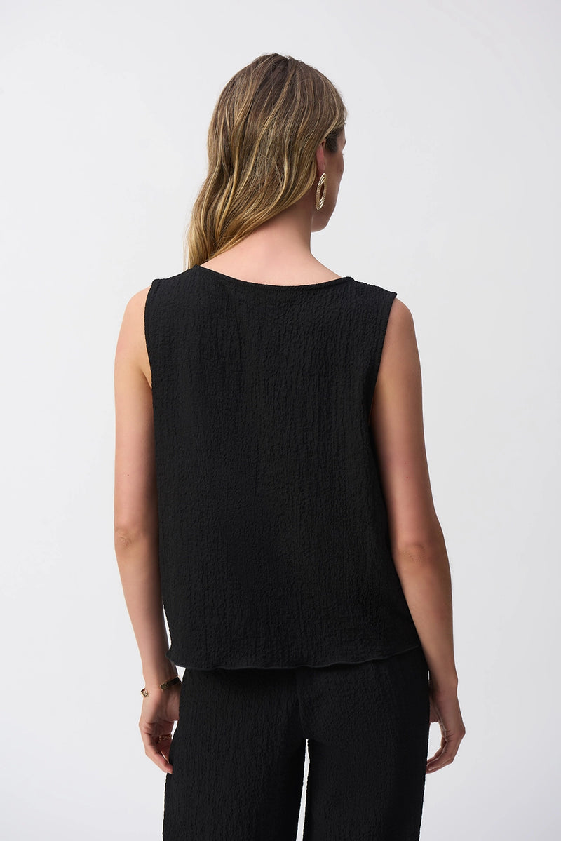 Joseph Ribkoff Seersucker Asymmetrical Sleeveless Top Jr251228