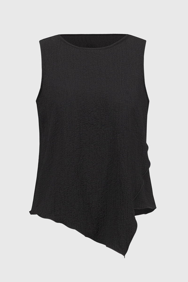 Joseph Ribkoff Seersucker Asymmetrical Sleeveless Top Jr251228