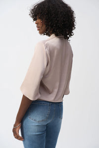 Joseph Ribkoff Satin V-Neck Top with Front Tie Jr251253