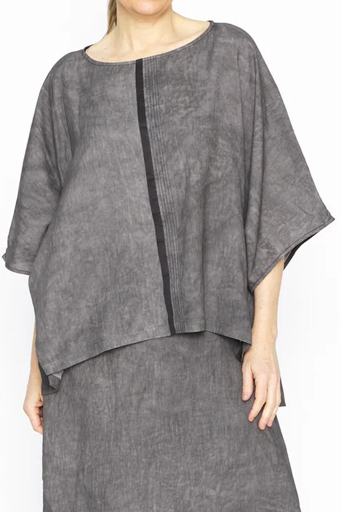 Moyuru Cotton/Linen Dark Grey Blouse 251629