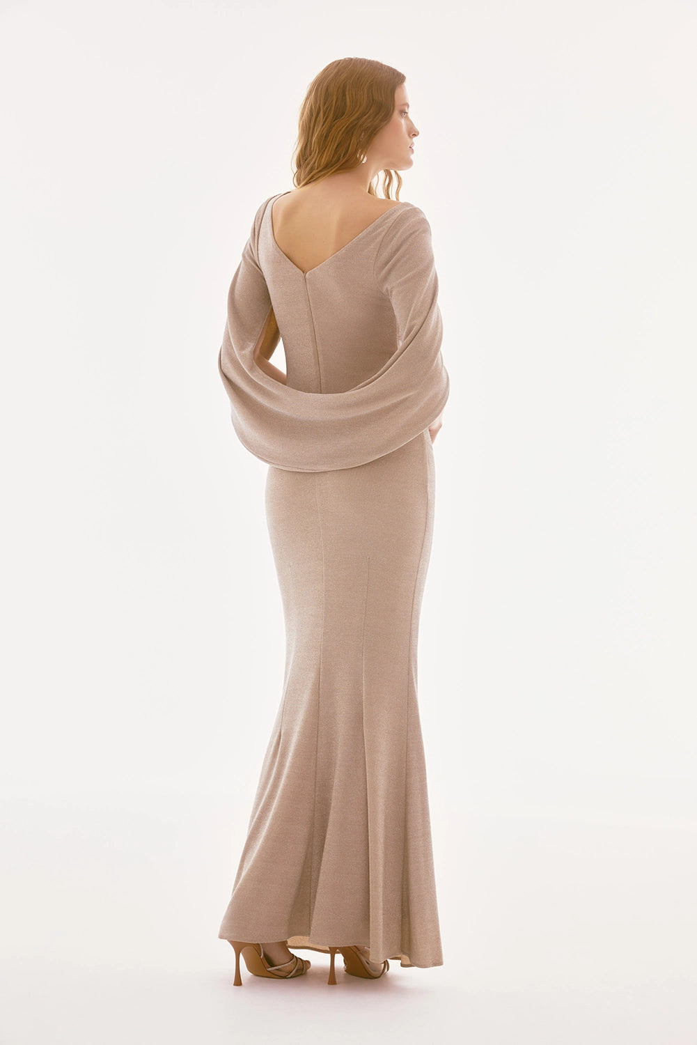 Joseph Ribkoff Signature | Lurex Knit Draped Trumpet Gown Jr251703