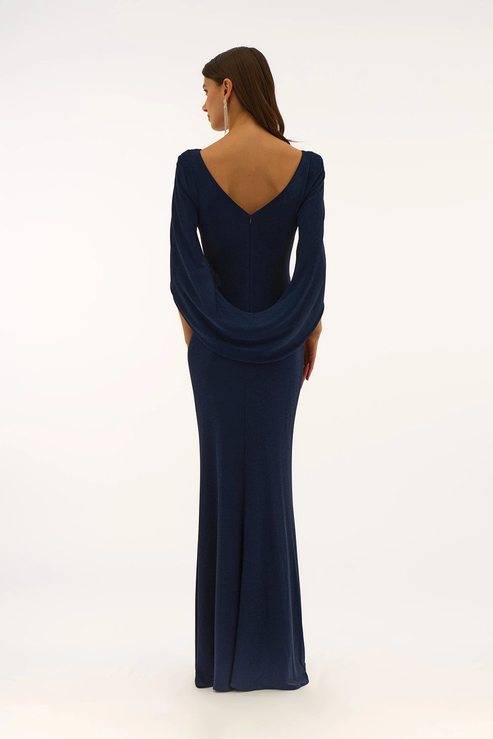 Joseph Ribkoff Signature | Lurex Knit Draped Trumpet Gown Jr251703