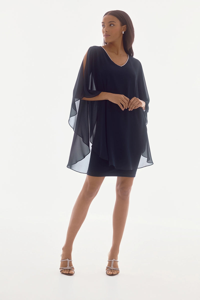 Joseph Ribkoff Signature | Chiffon and Silky Knit Layered Dress Jr251746