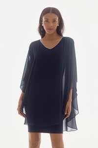 Joseph Ribkoff Signature | Chiffon and Silky Knit Layered Dress Jr251746