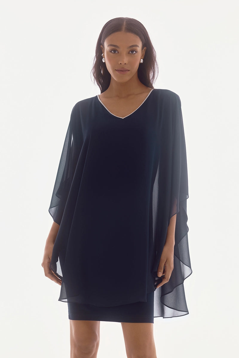 Joseph Ribkoff Signature | Chiffon and Silky Knit Layered Dress Jr251746