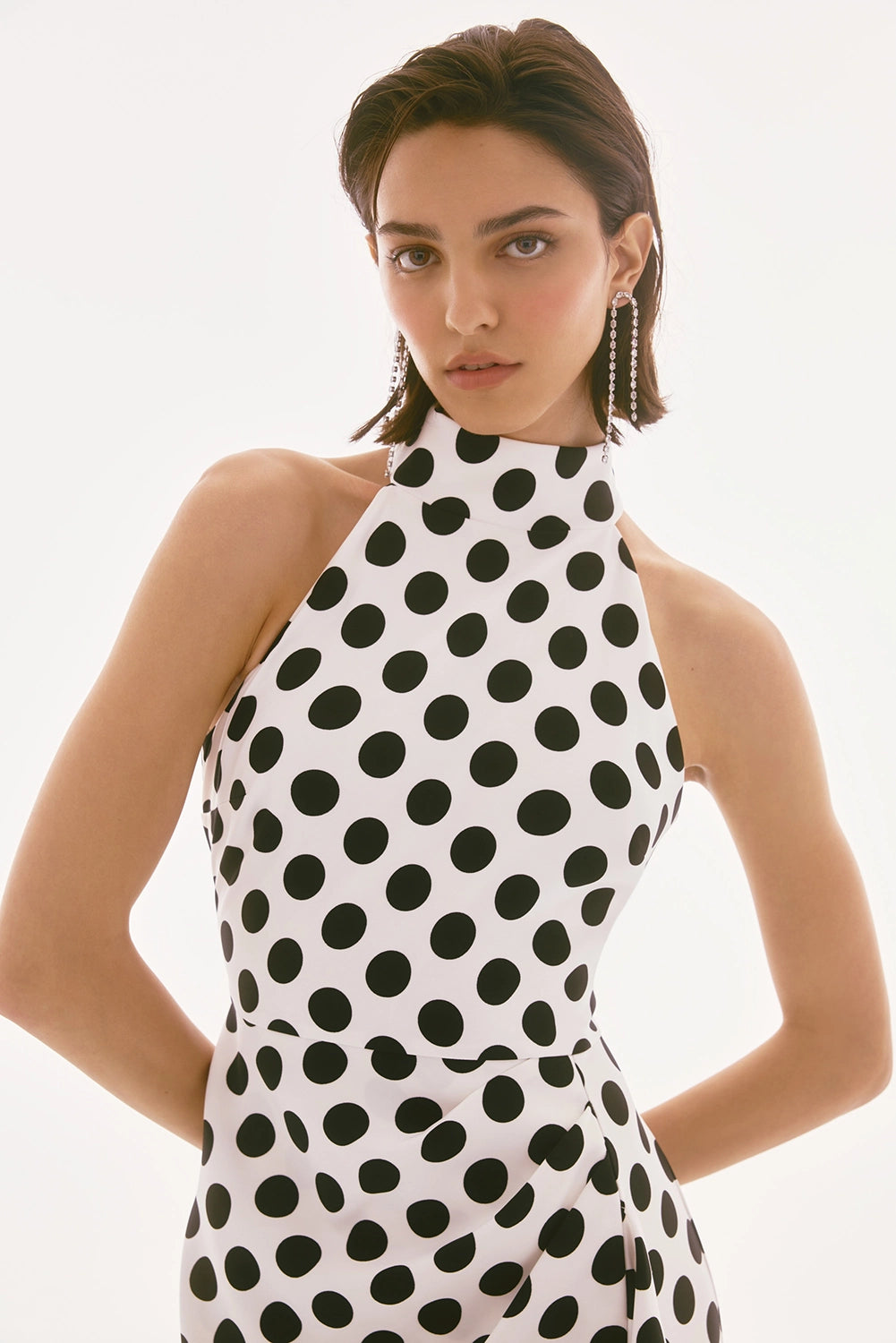 Joseph Ribkoff Signature | Lux Twill Dot Print Halter Dress Jr251759