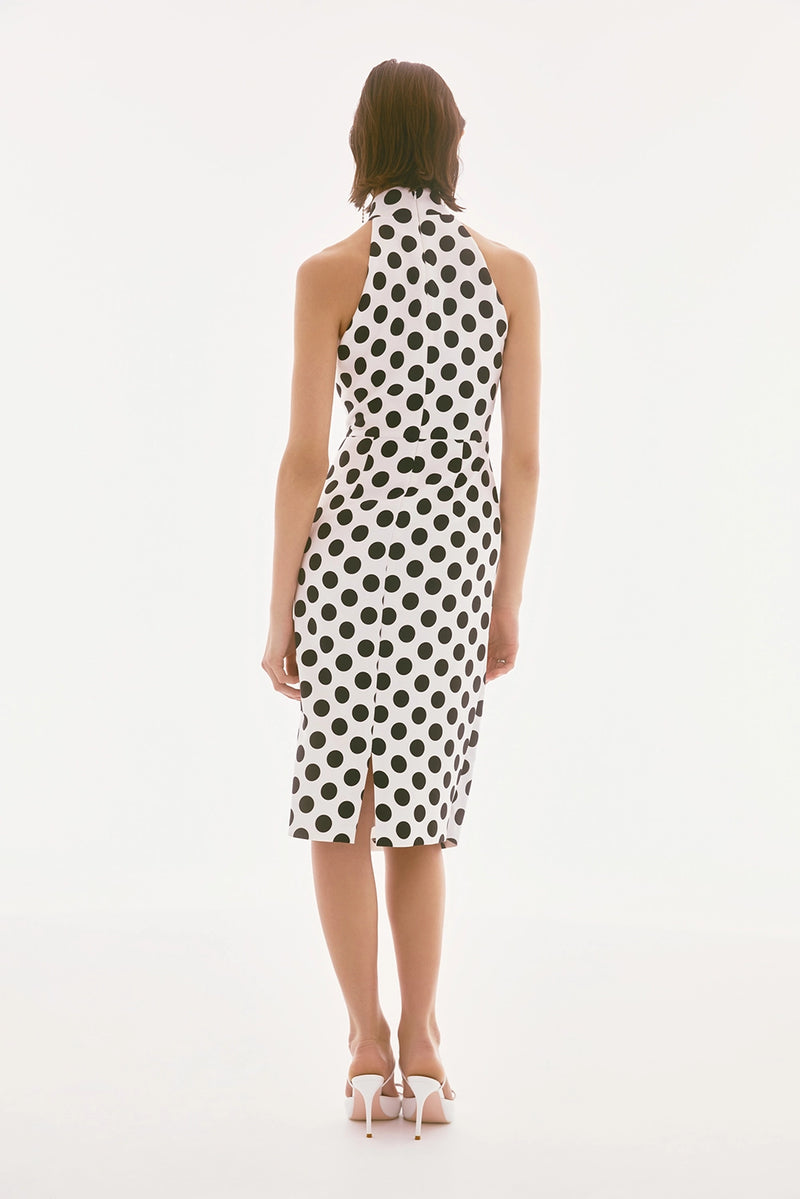 Joseph Ribkoff Signature | Lux Twill Dot Print Halter Dress Jr251759