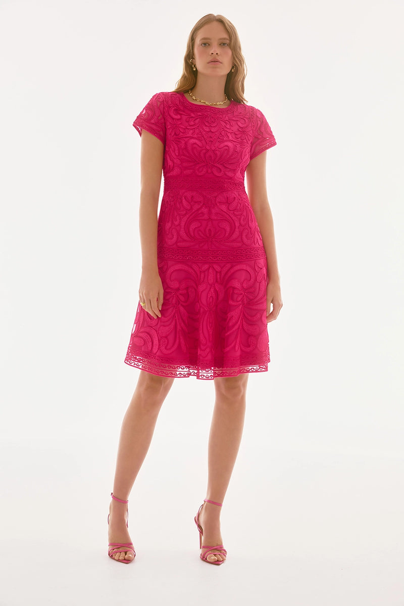 Joseph Ribkoff Signature | Embroidered Mesh Fit and Flare Dress Jr251768X