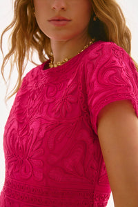 Joseph Ribkoff Signature | Embroidered Mesh Fit and Flare Dress Jr251768X