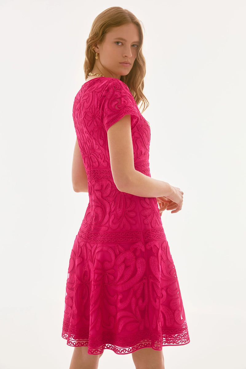 Joseph Ribkoff Signature | Embroidered Mesh Fit and Flare Dress Jr251768X