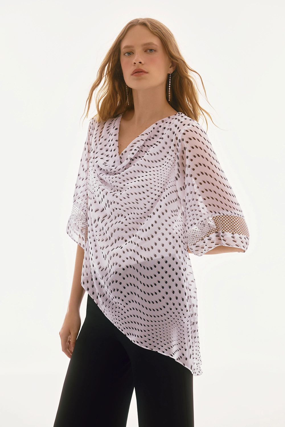 Joseph Ribkoff Signature | Chiffon Dot Print Layered Top Jr251774