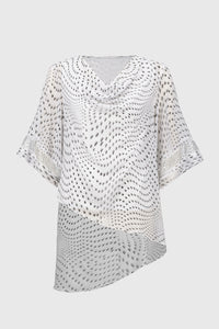 Joseph Ribkoff Signature | Chiffon Dot Print Layered Top Jr251774