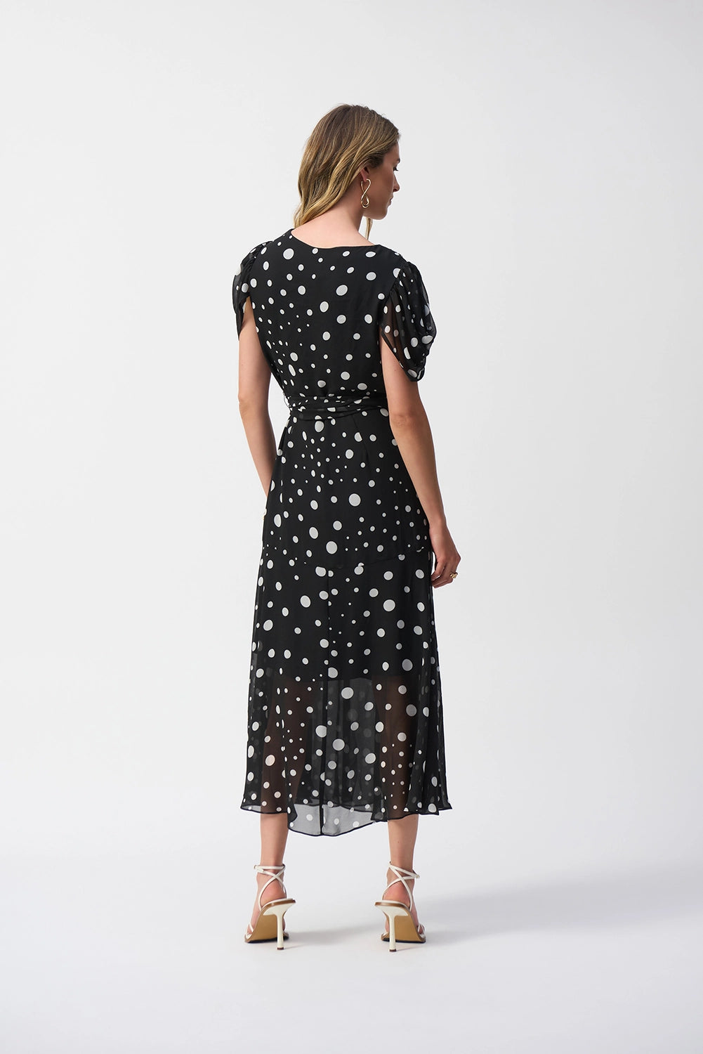 Joseph Ribkoff Chiffon Dot Print Wrap Dress Jr251907