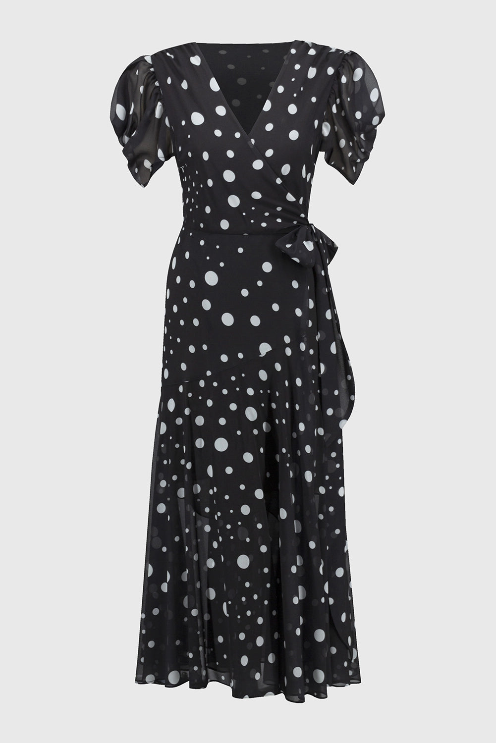 Joseph Ribkoff Chiffon Dot Print Wrap Dress Jr251907