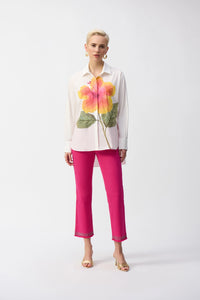 Joseph Ribkoff Embroidered Flower Cotton Shirt Jr251938