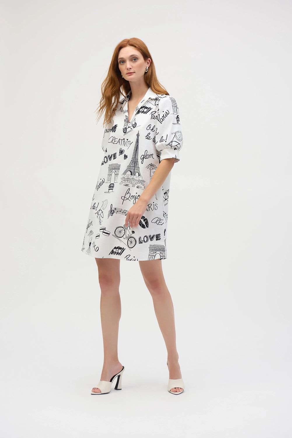 Joseph Ribkoff Poplin Conversational Print A-Line Dress Jr252019