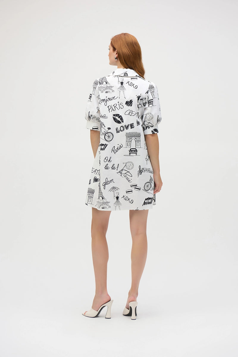 Joseph Ribkoff Poplin Conversational Print A-Line Dress Jr252019